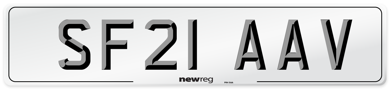 SF21 AAV Number Plate from New Reg